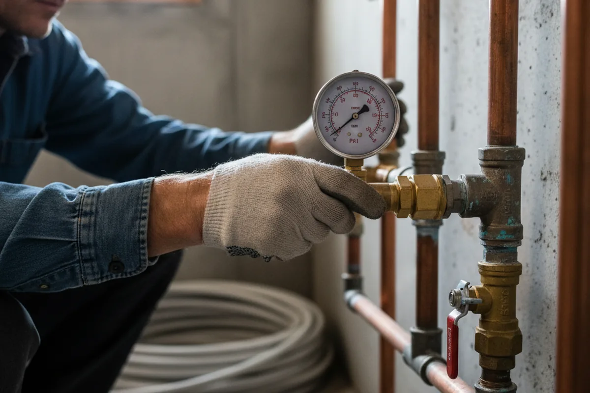 Pressure testing a repaired line during Water Line Repair in Minotola